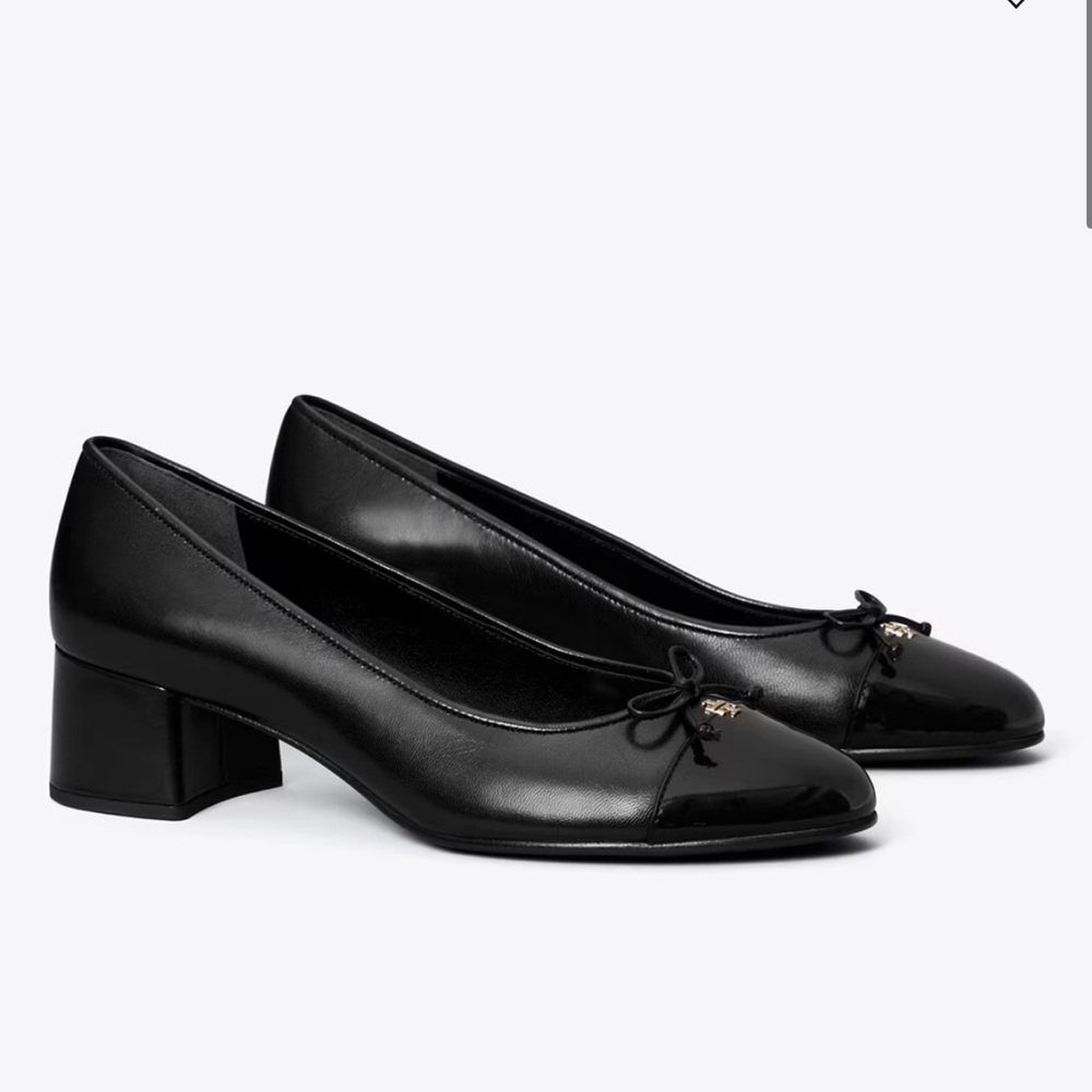 Tory Burch Black Cap-Toe Pumps